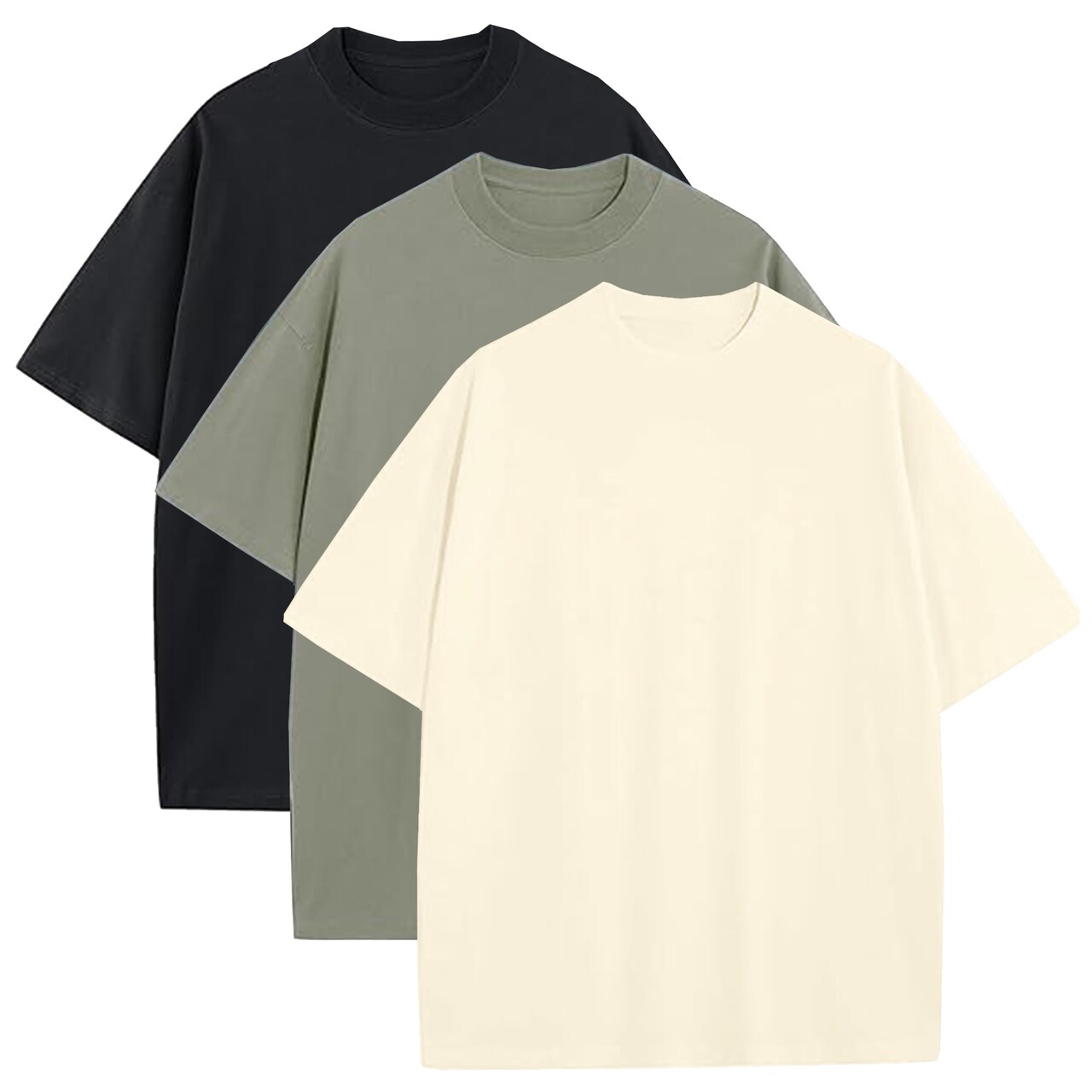 Men's Oversized Heavyweight Cotton Crew Neck Short Sleeve Tshirts Loose Fit Tops (S-3XL)
